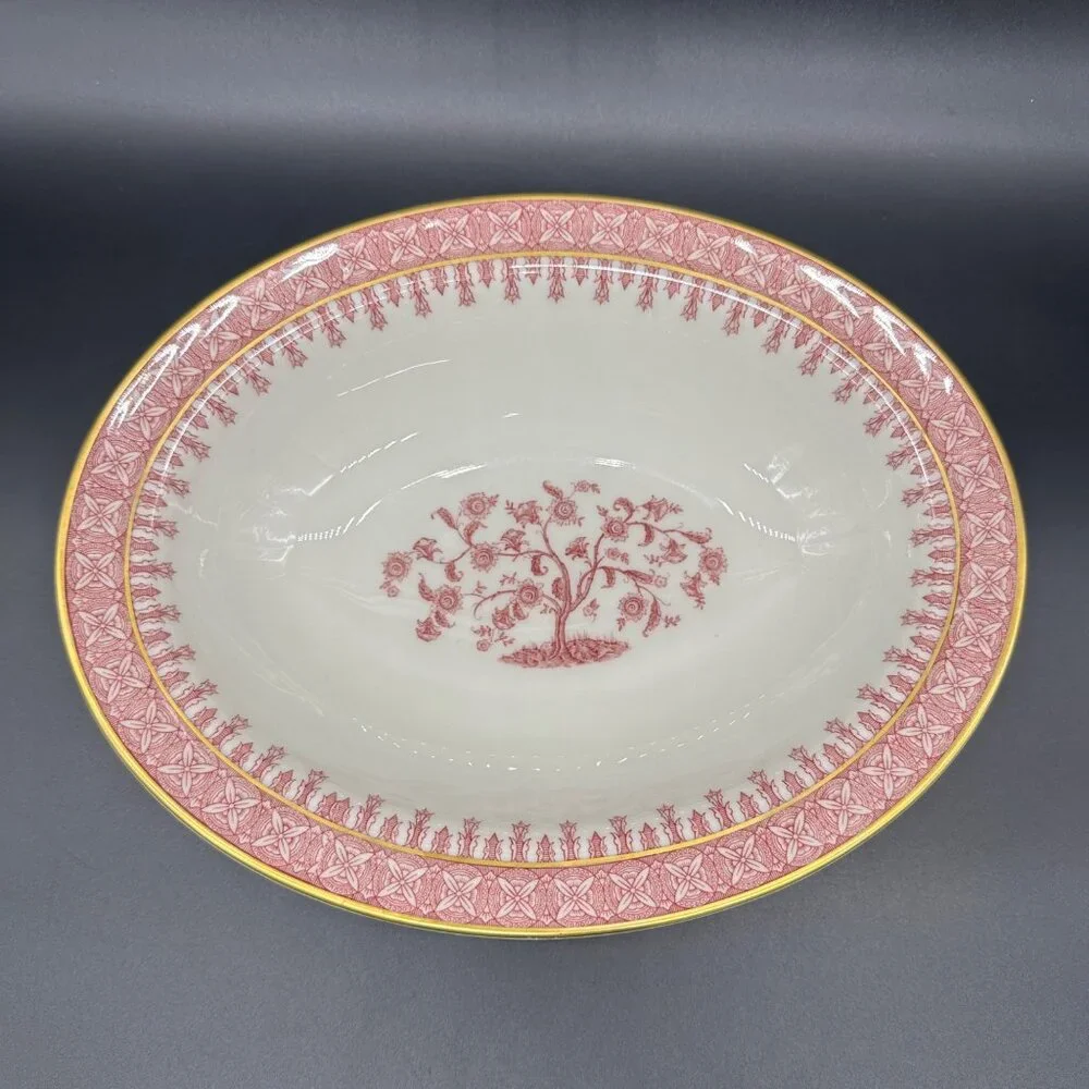 Vintage Oval Vegetable Serving Bowl Theodore Haviland Cambridge Crimson Tree 50s - Picture 2 of 9